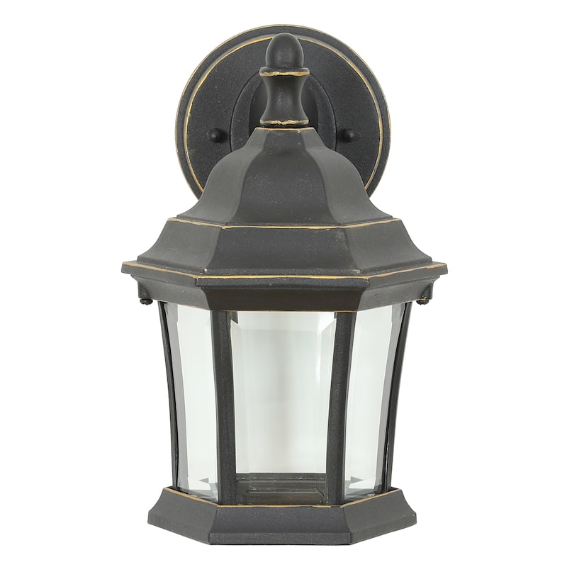 Black and Gold Single-Bulb Metal Outdoor Wall Sconce