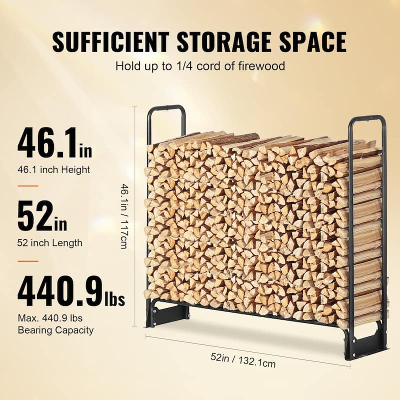 Outdoor Firewood Rack with Waterproof Cover Heavy Duty Log Holder