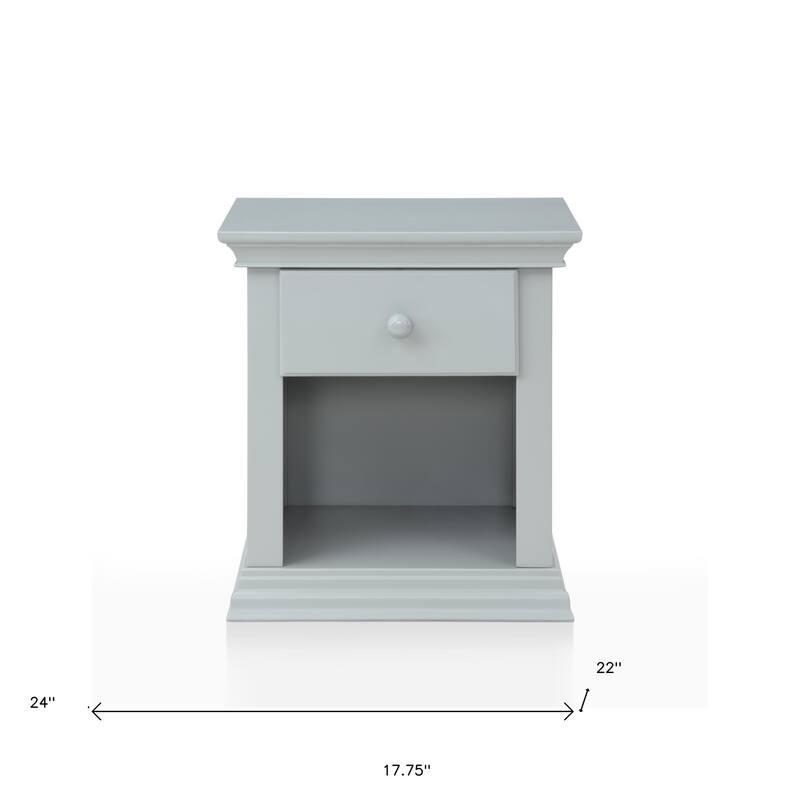 HomeRoots 24" Gray Solid Wood and Wood One Drawer Nightstand