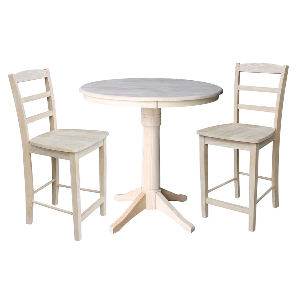 36" Round Pedestal Counter Height Table with Madrid Stools