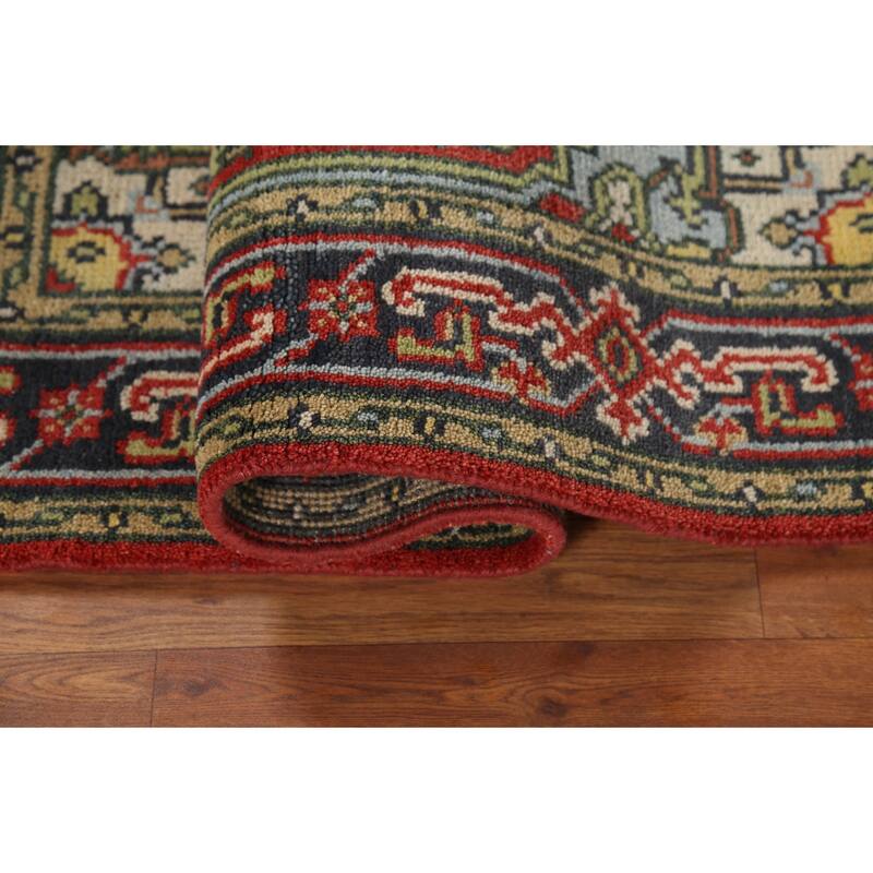 Geometric Heriz Serapi Indian Accent Rug Hand-Knotted Wool Carpet - 3'0"x 4'11"