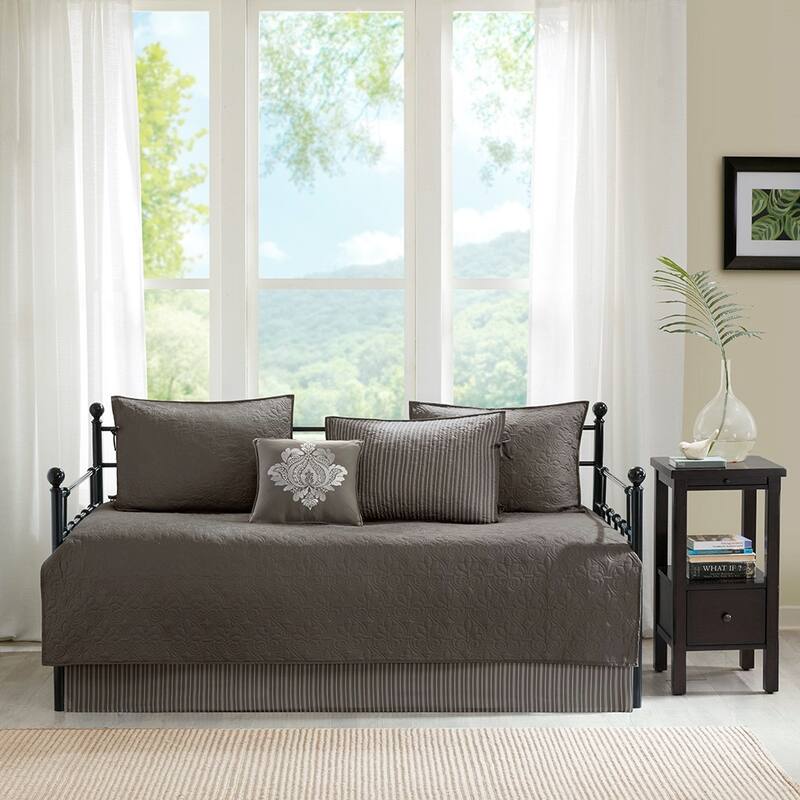 6 Piece Reversible Daybed Cover Set Dark Grey Daybed