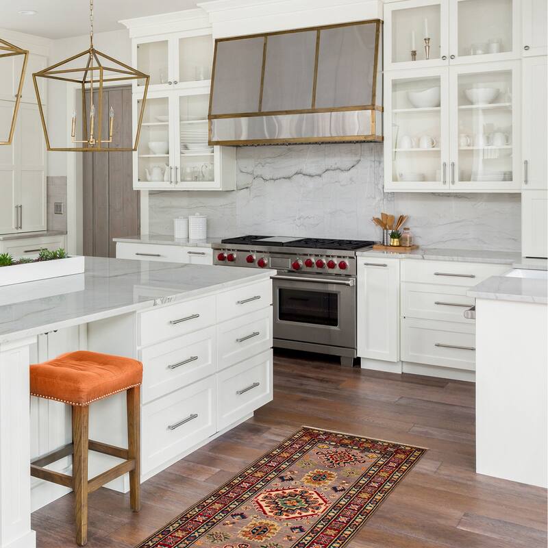 ECARPETGALLERY Hand-knotted Uzbek Ghazni Taupe Wool Rug - 2'7 x 6'7