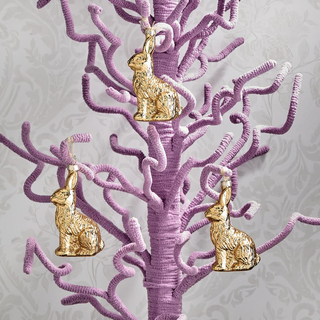 4" Glass Foiled Bunny Ornament