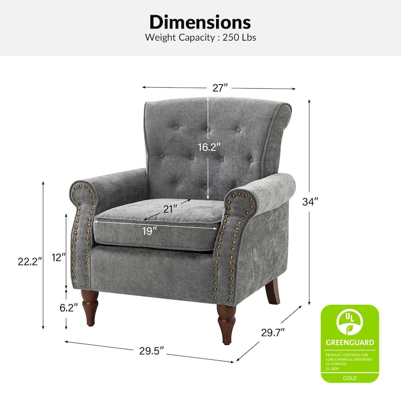 Indiges Comfy Upholstered Accent Armchair with Tufted Back Set of 2 for Bedroom Reading Office