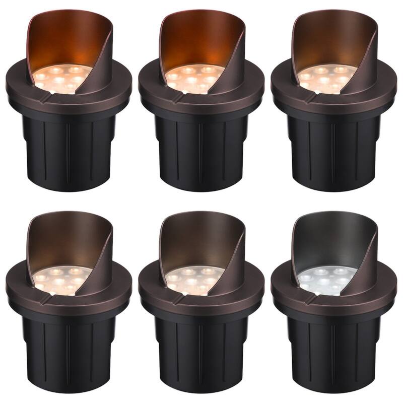 6 Pack Landscape 5W Shielded Well Light Low Voltage 5CCT Selectable