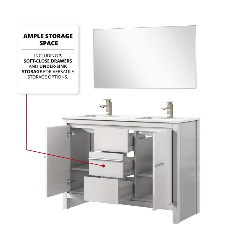 Lafarre Bath Vanity with Cultured Marble Top, Sink, Mirror and Brushed Nickel Faucet