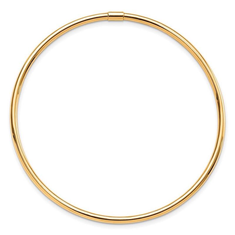 Curata 10k Yellow Gold 8.25" 3mm Polished Tube Slip on Stackable Bangle Bracelet