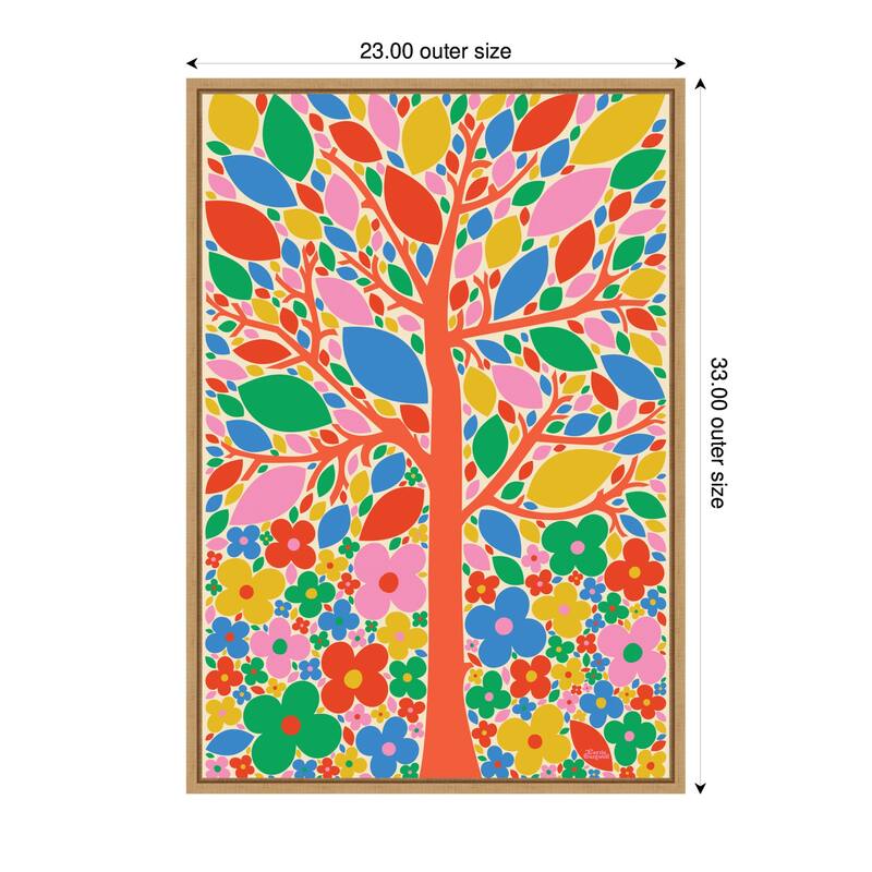 Kate and Laurel Sylvie Flower Tree Framed Canvas by Carrie Cantwell