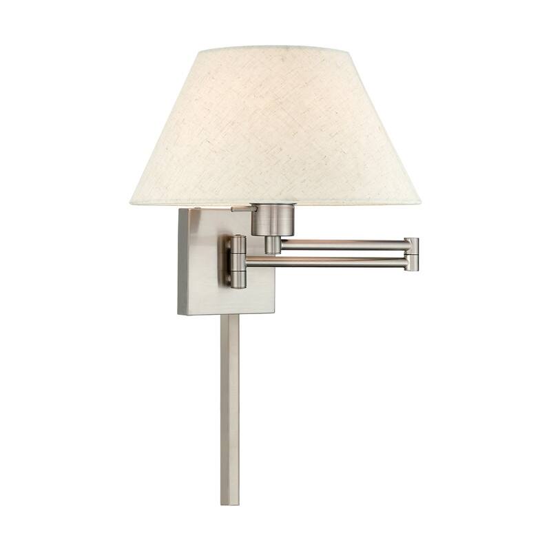 Livex Lighting 1-Light Oatmeal Shade Swing Arm Wall Lamp, 40038