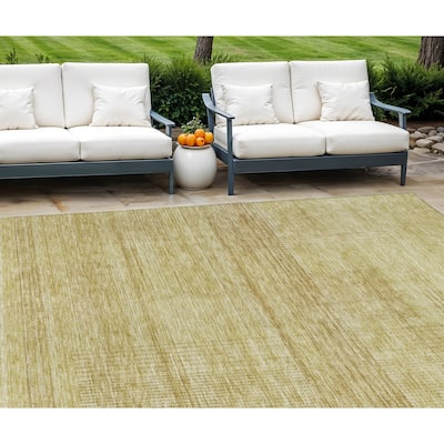 HomeRoots Striped Transitional Rectangle Outdoor Rug