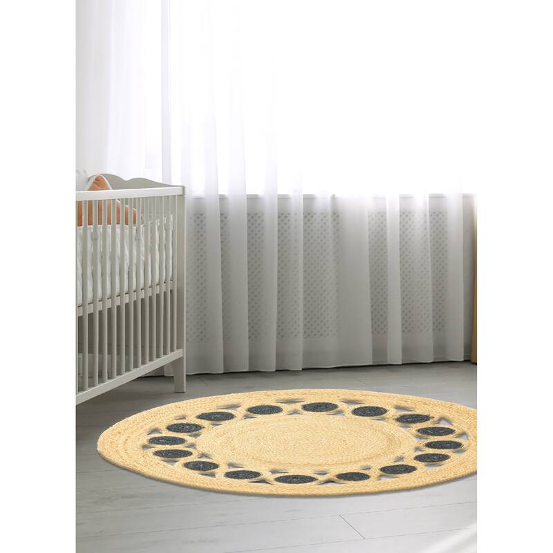 ECARPETGALLERY Braided Weave Palas Denizli Tan Jute Rug - 3'0 x 3'0