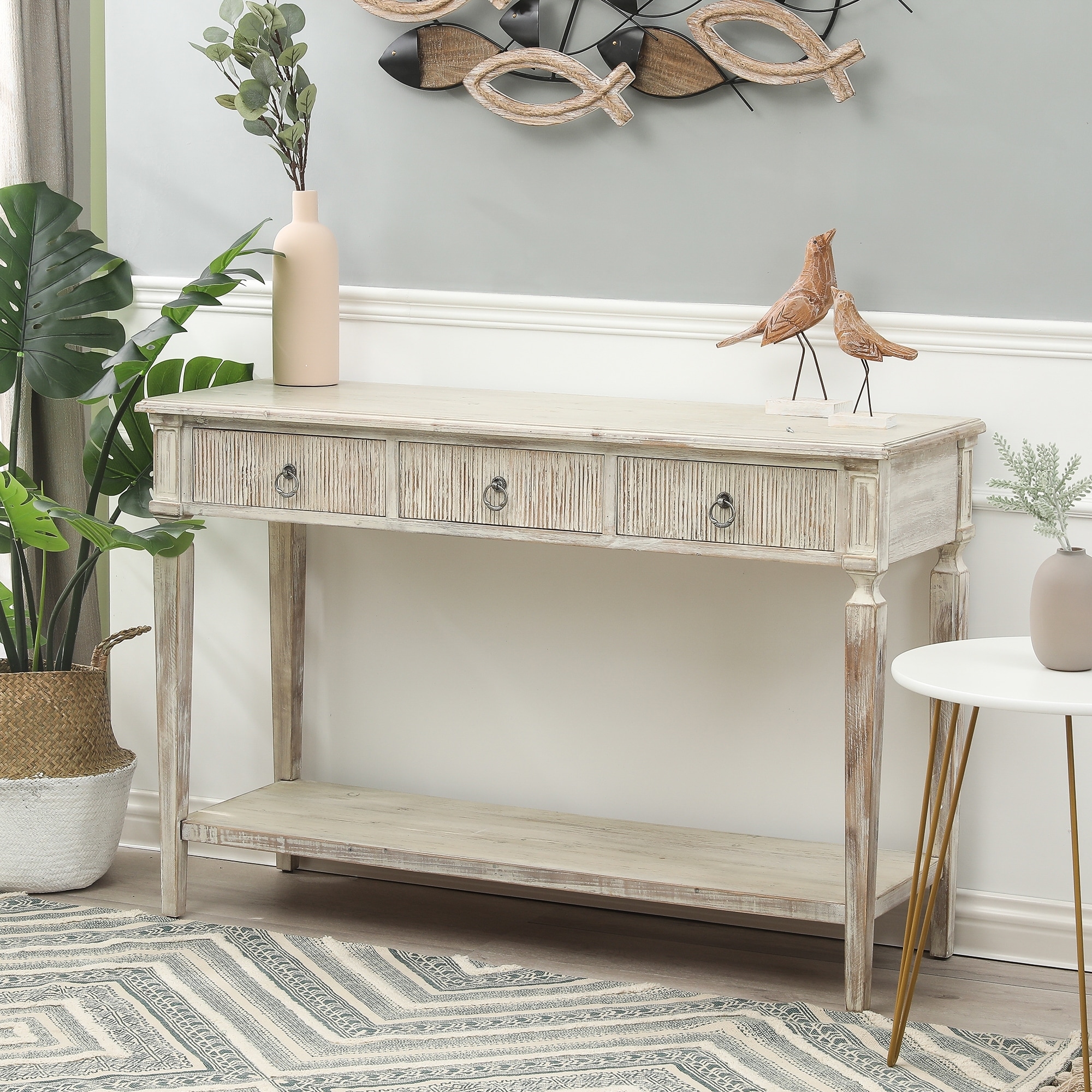 Whitewash wood console table hotsell