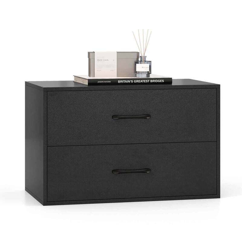 Costway 2-Drawer Dresser Stackable Horizontal Storage Organizer - See Details - Black
