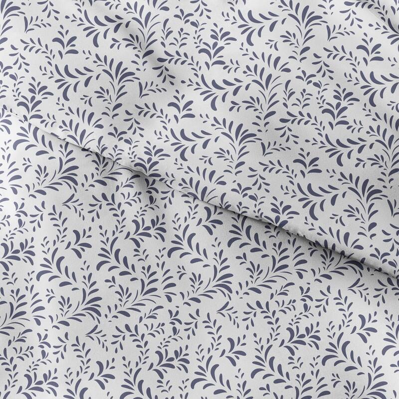 Becky Cameron Oversized 3-piece Printed Duvet Cover Set - Burst Of Vines - Navy - King - Cal King