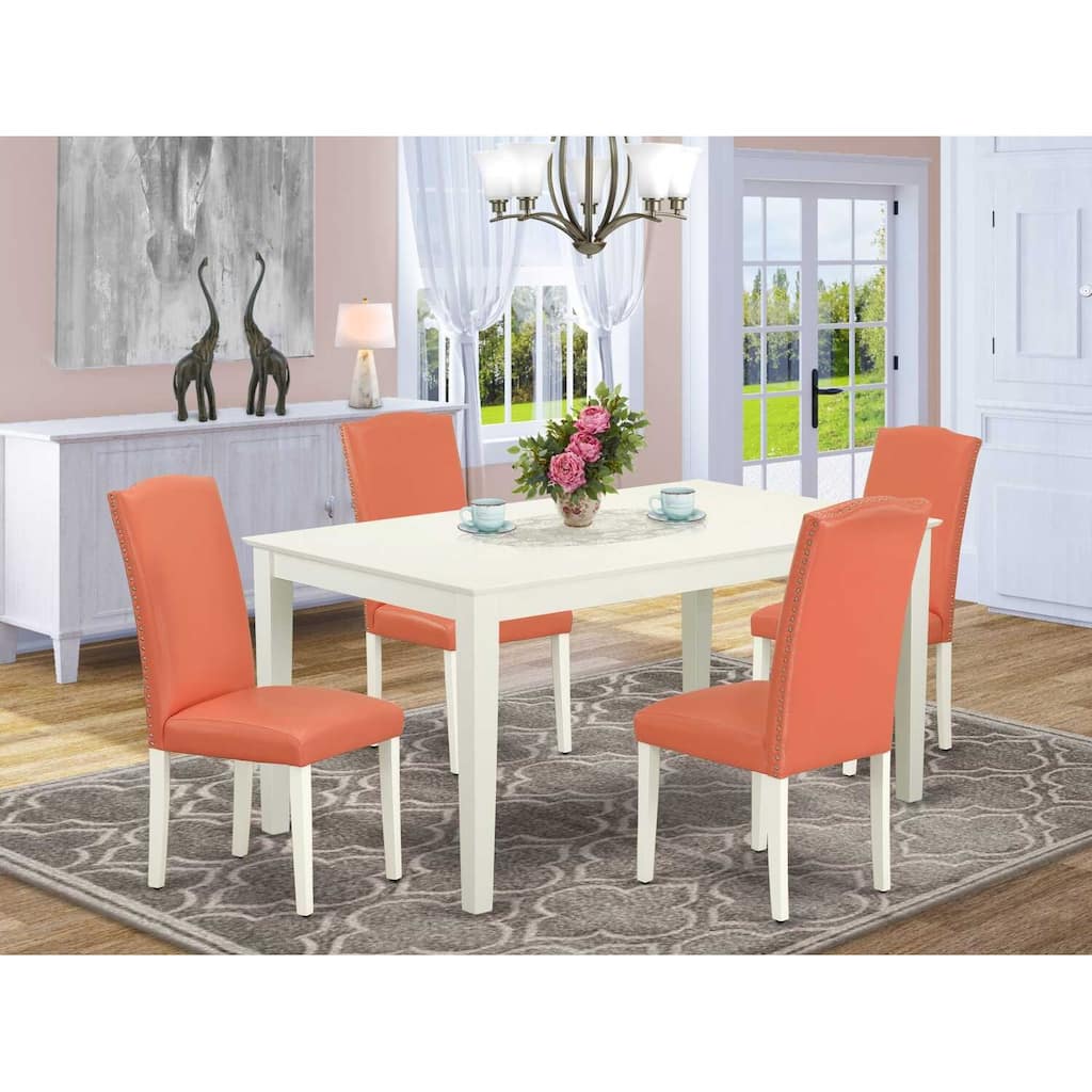 Dining Room Set Pink Flamingo 5pc Table & Chairs Art Nouveau Design 60"