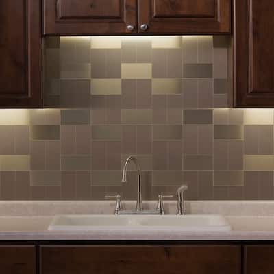Aspect 3x6-inch Brushed Champagne Long Grain Metal 15-Square Foot Kit
