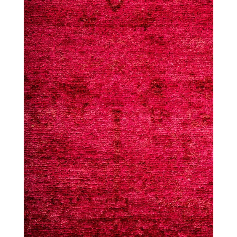 Overton Hand Knotted Wool Vintage Inspired Modern Contemporary Overdyed Pink Runner Rug - 3' 2" x 15' 6"