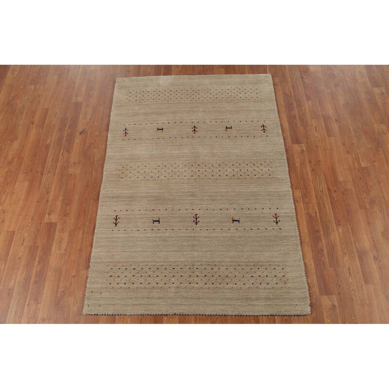 Tribal Gabbeh Oriental Accent Rug Handmade Wool Carpet - 3'11"x 5'10"