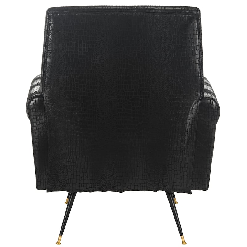 SAFAVIEH Mid-Century Modern Glam Mira Leather Black Club Chair - 32" x 29" x 36.5"