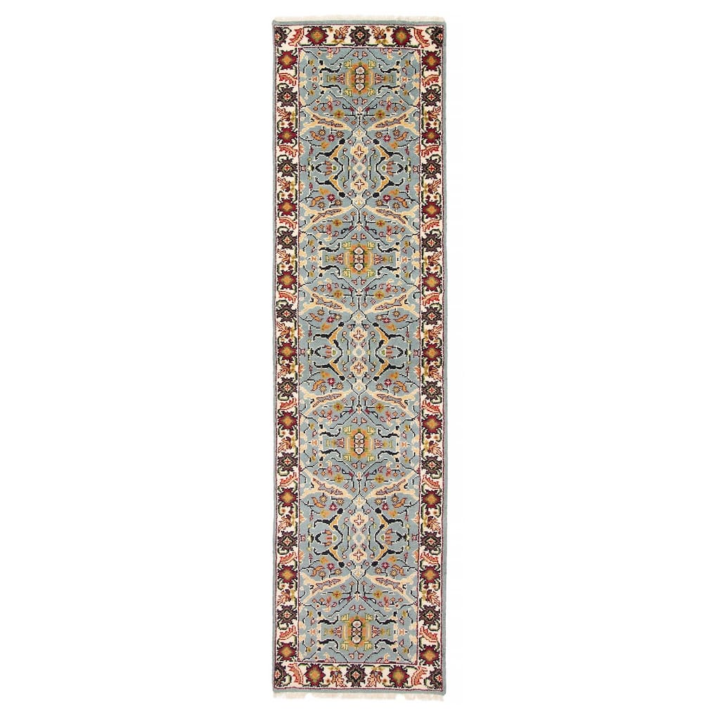 ECARPETGALLERY Hand-knotted Serapi Heritage Light Blue Wool Rug - 2'5 x 9'11