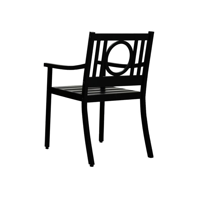 Slatted Openwork Patio Outdoor Dining Chair - Black