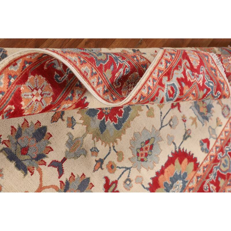 Blue Geometric Kazak Area Rug Hand-Knotted Oriental Wool Carpet - 4'11" x 6'7"