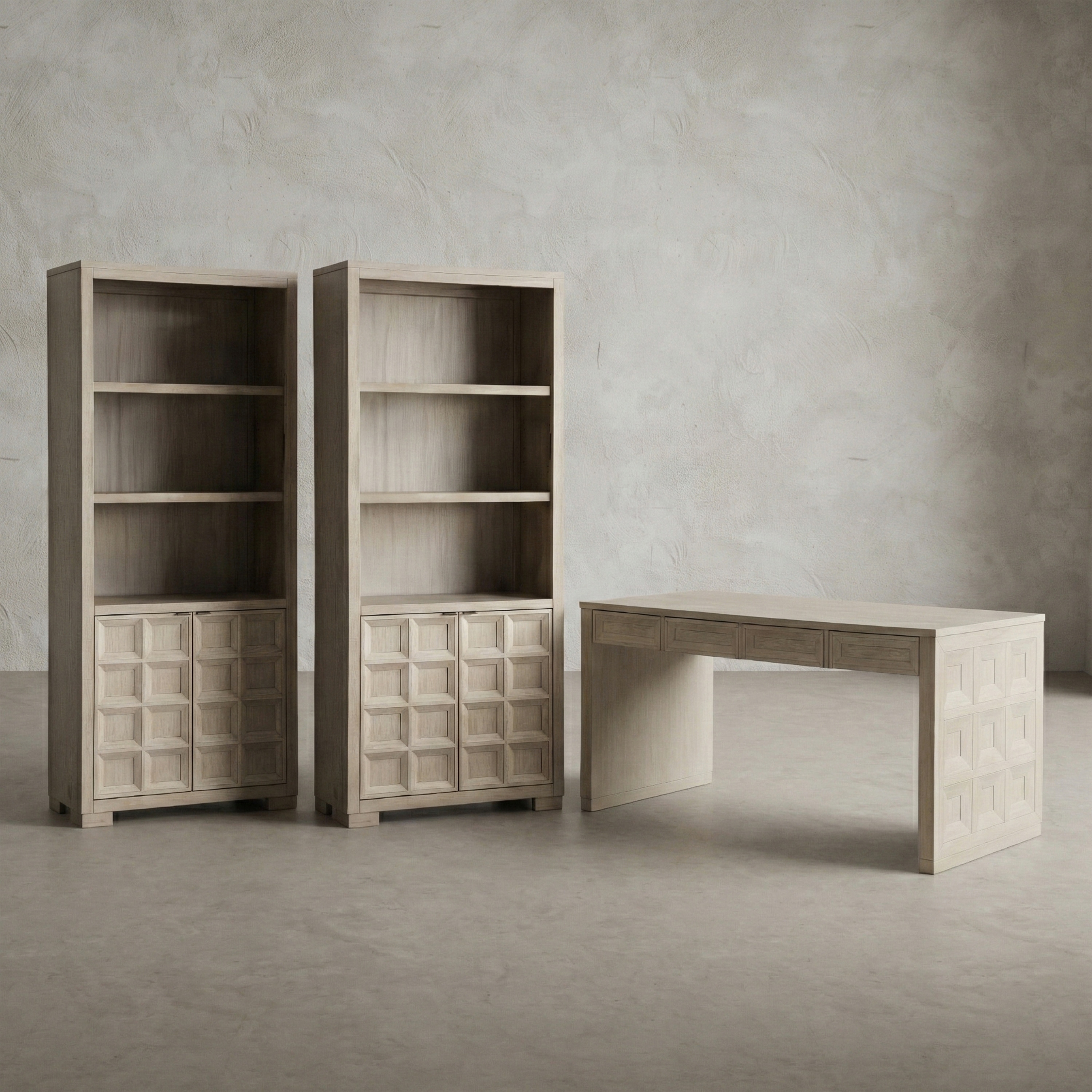 Furniture of America Durem Modern Tawny Brown Writing Desk with 2 Bookcases Set