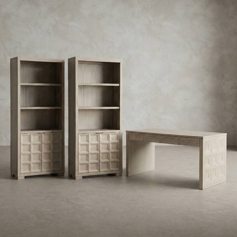 Furniture of America Durem Modern Tawny Brown Writing Desk with 2 Bookcases Set - Tawny Brown