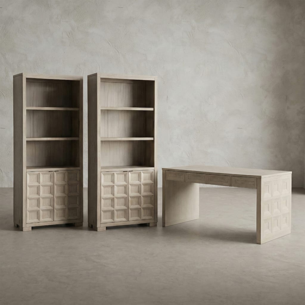 Furniture of America Durem Modern Tawny Brown Writing Desk with 2 Bookcases Set