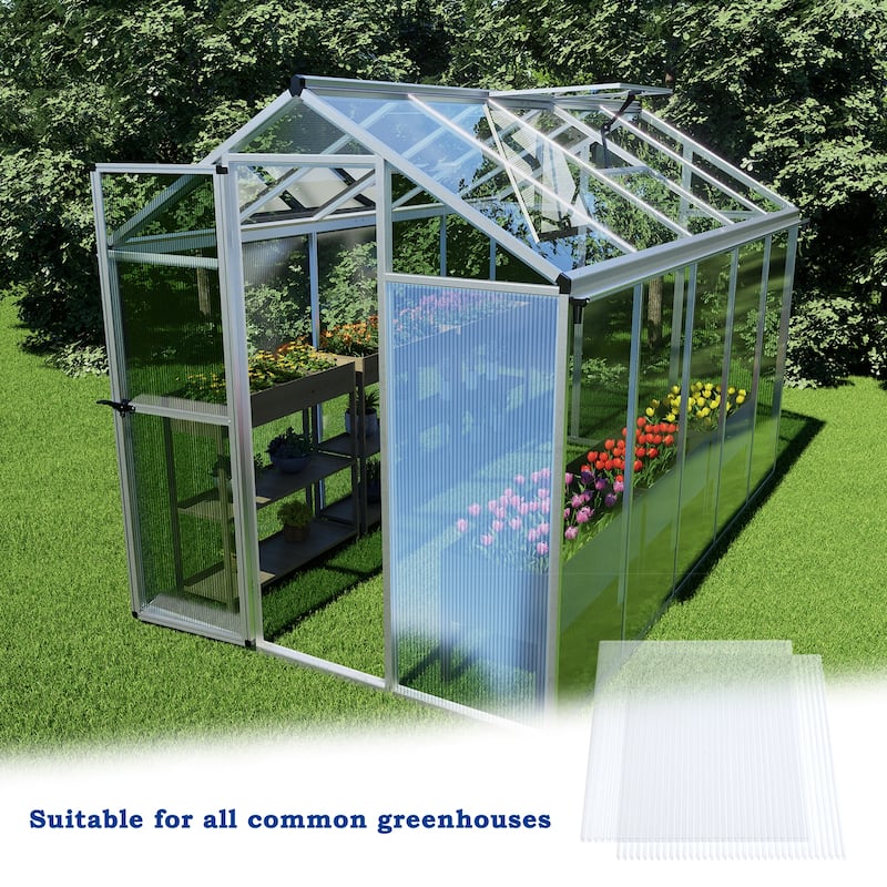Aoodor 6-Pack Polycarbonate Panels, UV-Protected Waterproof Clear Sheets, Twin-Wall Design for Greenhouses and Gazebos