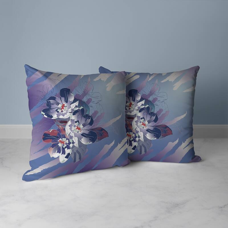 Rosemary Romance Faux Suede Reversible Throw Pillow Blue and Violet