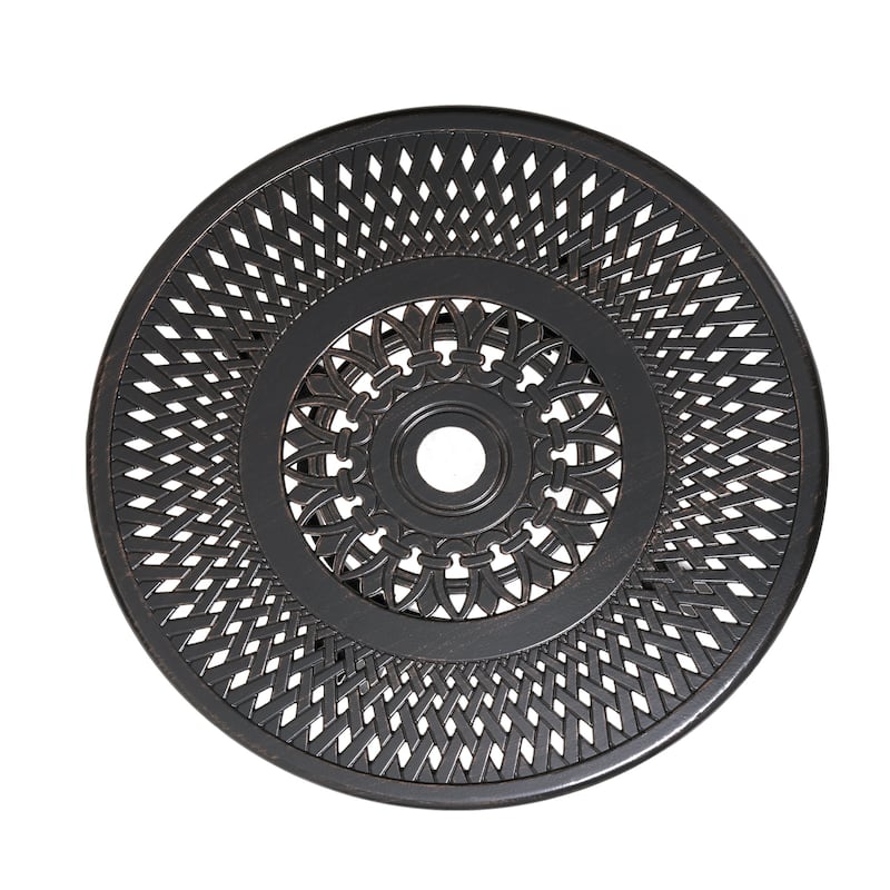 Pellebant Outdoor Round Cast Aluminum Small Table with Umbrella Hole - 24.02"Lx24.02"Wx17.52"H