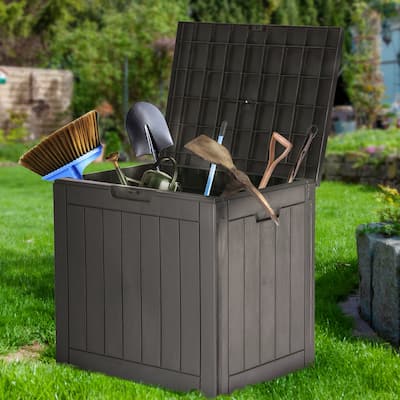 Deck Box with 31 Gallon Capacity, Weatherproof Resin Lockable Outdoor