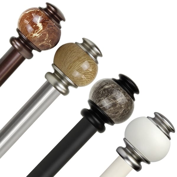 slide 2 of 5, InStyleDesign Onyx 1 inch Diameter Adjustable Curtain Rod