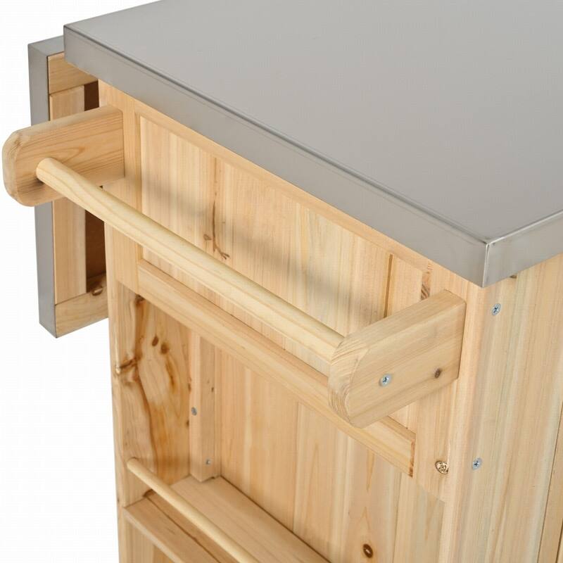 52.25" Outdoor Kitchen Island with Stainless Steel Top, Ample Storage Space, Towel and Spice Racks and a Bottle Opener