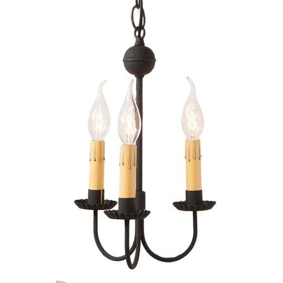 Small 3-Arm Primitive Chandelier in Textured Black - 13 X 8.25 X 8.25 inches - Chandeliers For Bedrooms by Overstock.com