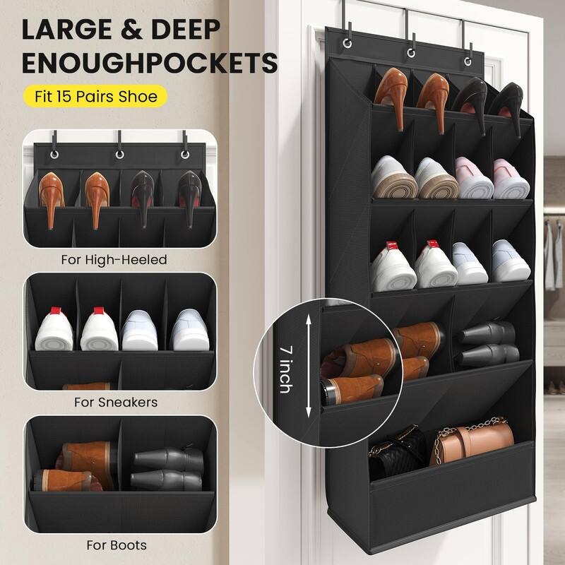 Hanging Shoe Organizers with 15 Large Pocket