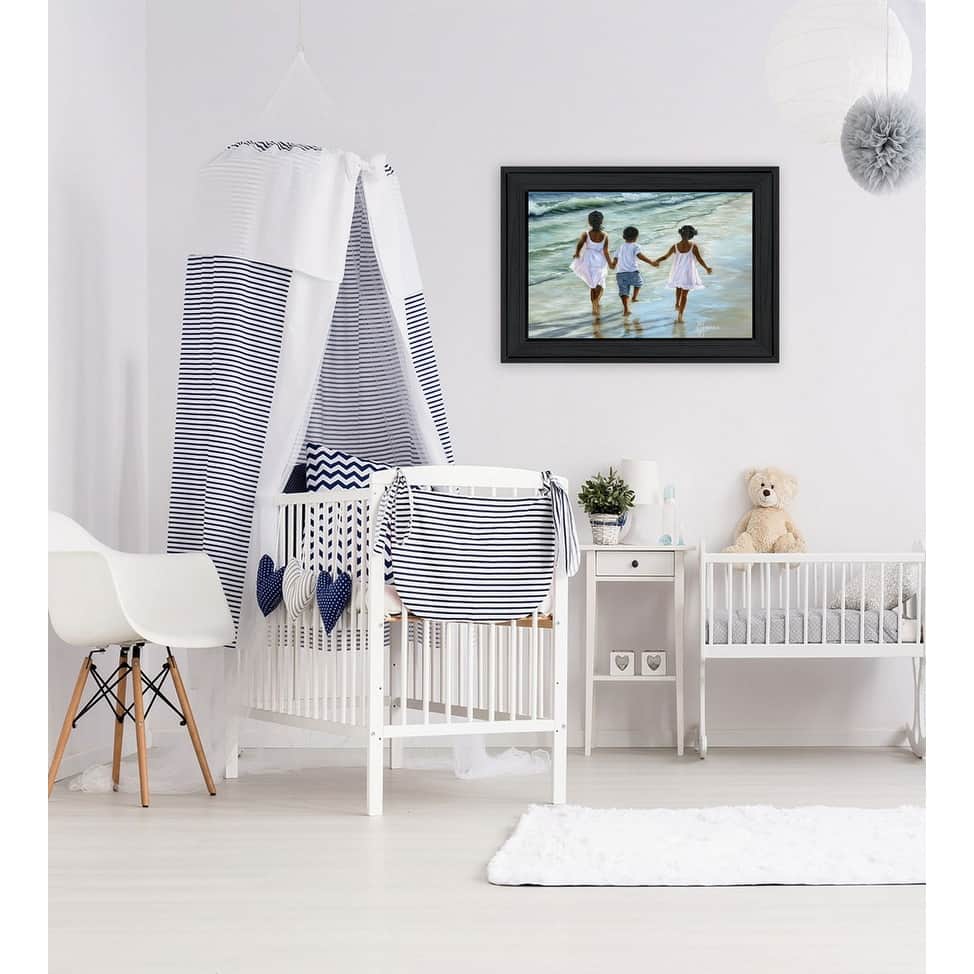 TrendyDecor4U "Running on the Beach" Framed Print Wall Art by Georgia Janisse - Coastal