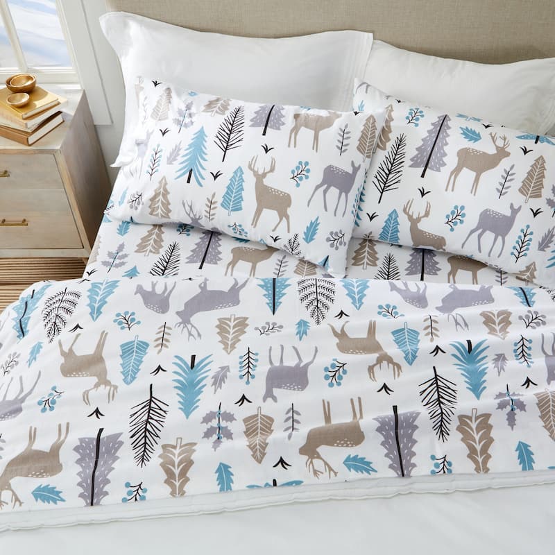Market & Place Cotton Flannel Novelty Printed Sheet Set