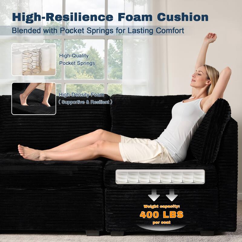 XIZZI Modular Sectional Sofa Chaise Couch with Ottoman