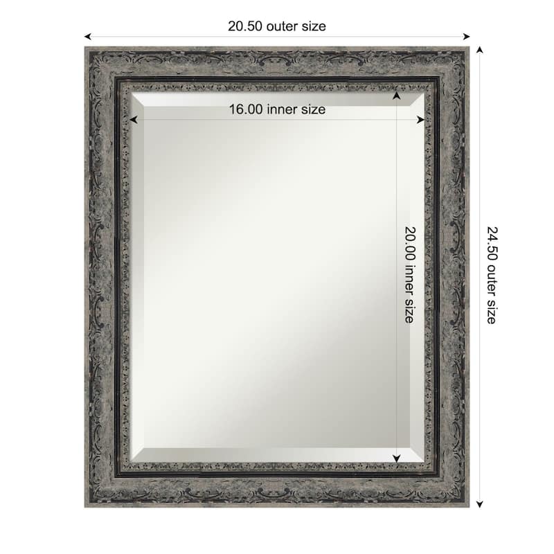 Filigree Beveled Framed Wall Mirror - 21 x 25 in - Filigree Matte Black