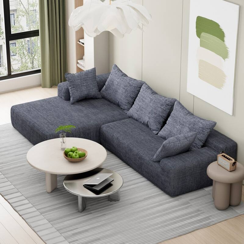 Momei L-Shaped Sofa - High-Density Foam with Spring, Multiple Cushions, Living Room