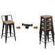 preview thumbnail 41 of 41, Bar Stools With Back set of 4 Industrial Metal Barstools with Wooden Seats