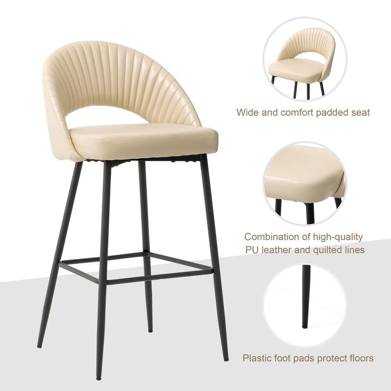 Glitzhome Modern Quilted Leatherette Tapered Legs Bar Stools Set of 4 or 6