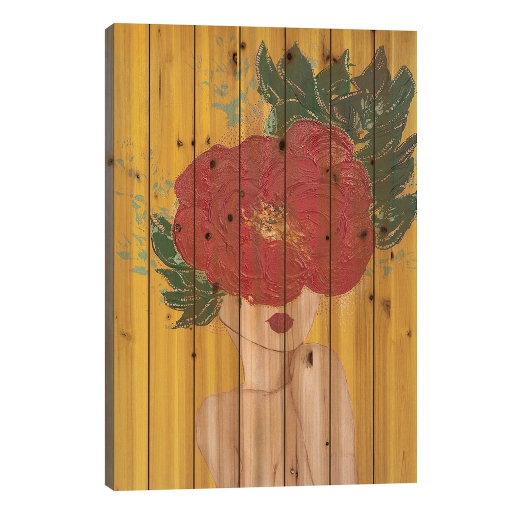 Lady Poppy Print On Wood by Piia Pievilainen - Multi-Color