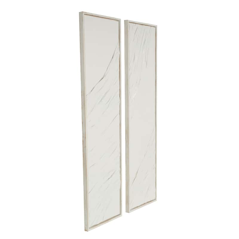Cream or White Wood Dimensional Wavy Textured Panel Abstract Wall Decor (Set of 2)