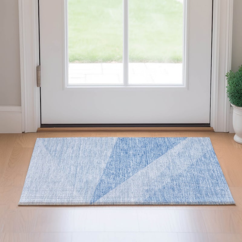 Premium Washable Super Soft Geo Abstract Mayfield Rug - Sky - 1' 8" x 2' 6" - Rectangle