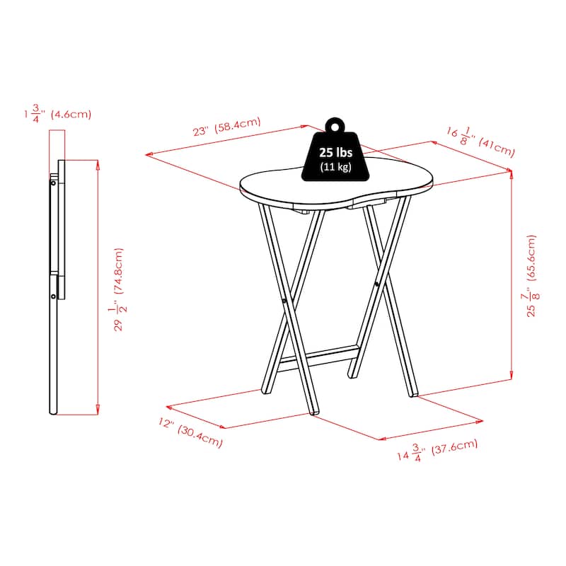Skippy 5-Pc Snack Table Set, Peanut Top, Espresso - 23 x 16.14 x 25.83 inches