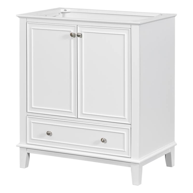GDFStudio - Avalon 30-Inch Bathroom Vanity Base Cabinet WITHOUT Sink, Solid Wood & MDF Board, Painted Finish - 30" - White